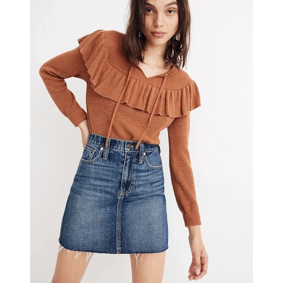 Madewell Dresses & Skirts - MADEWELL Skirt Rigid Denim Straight Mini Womens Raw Hem High Waist Blue Size 29